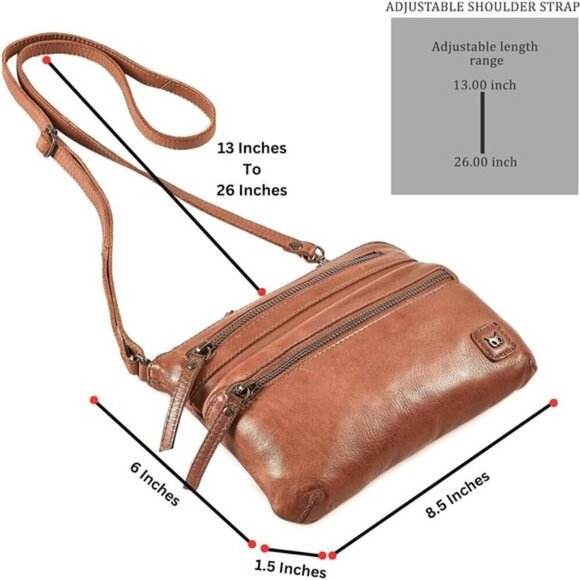 Small Crossbody Sling Bag Real Leather Purse for Women Crossover Trendy Shoulder - Picture 2 of 8